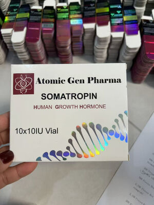 ソマトロピンHGH 100iu 10 錠を収納するラベルと箱