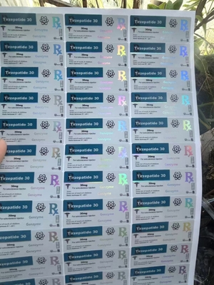 チルゼパチド 40mg ペプチド ガラスバイアルラベル カスタマイズデザイン