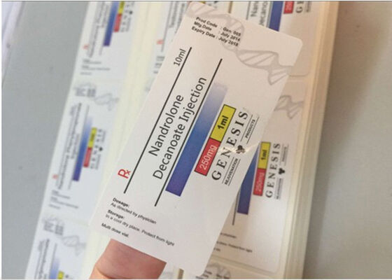 Nandデカン酸ガラスバイアルは正方形の光沢のある積層表面にラベルを付けます