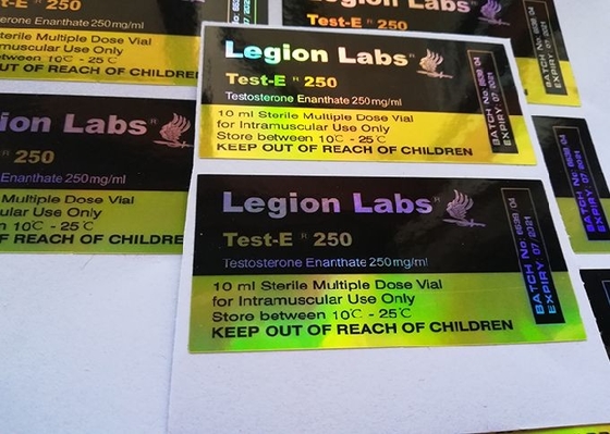 6x3cmの金の輝やき10mlのガラスびんのラベル、3dホログラムのステッカーはとのカスタム設計します