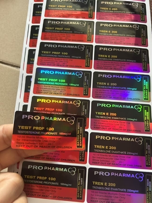 Testo Propionate 100mg ホログラムレーザー 10ml バイアルラベル、光沢仕上げマルチドーズバイアルラベル