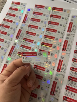 セマグルーチド 1mg 小型薬剤小瓶 ラベル 5x2cm ホログラムレーザー効果 2ml 3ml 薬剤小瓶 ラベル