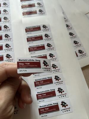 小型透明ガラス用薬剤 5mg 小型透明ガラス用薬剤 ラベル