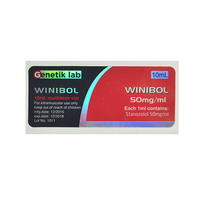 Genetikの実験室のWinibol 50mgの口頭薬瓶のラベル
